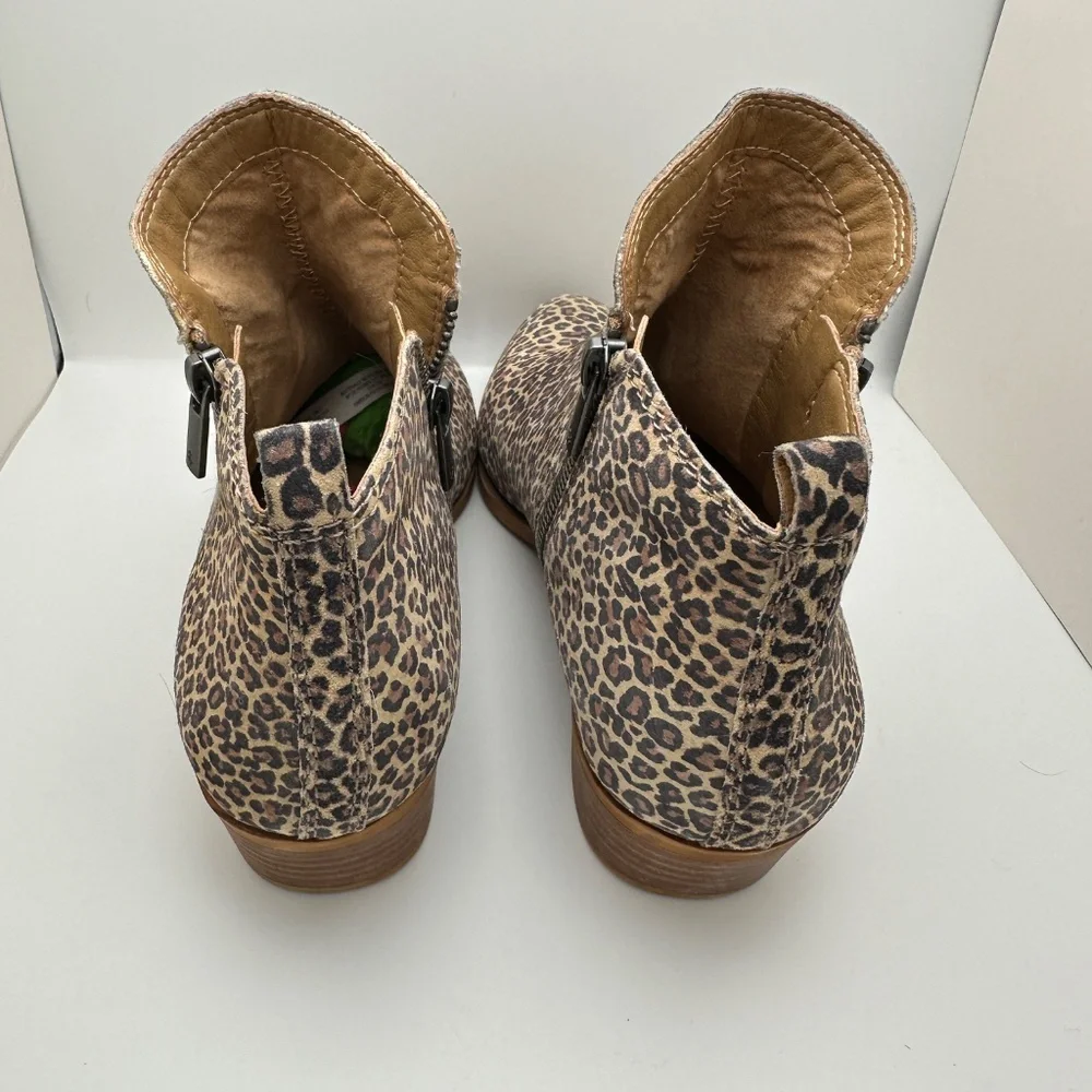 Lucky Brand Leather Cheetah Print Booties Size 9.5
